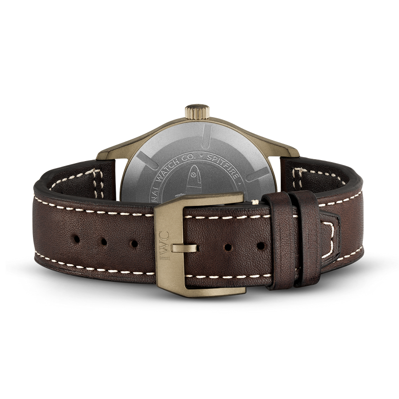 Shop IWC Pilot's Watch Automatic Spitfire Green Dial Brown Leather Strap Watch for Men - IW326802 in USA