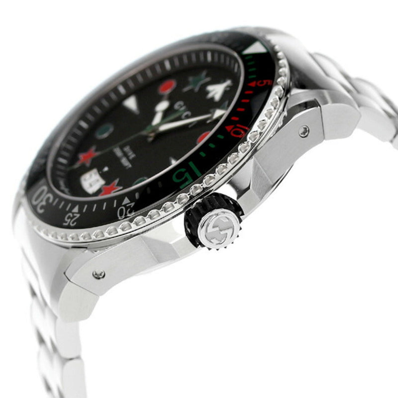 Gucci Dive Quartz Black Dial Silver Steel Strap Watch For Men - YA136221 Buy Now By Gucci