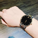 Movado Museum Classic Diamonds Black Dial Two Tone Steel Strap Watch For Men - 0606879 Buy Now By Movado