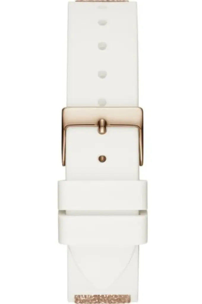 Guess Swirl Quartz Silver Dial White Rubber Strap Watch For Women - W1096l2 Buy Now By Guess