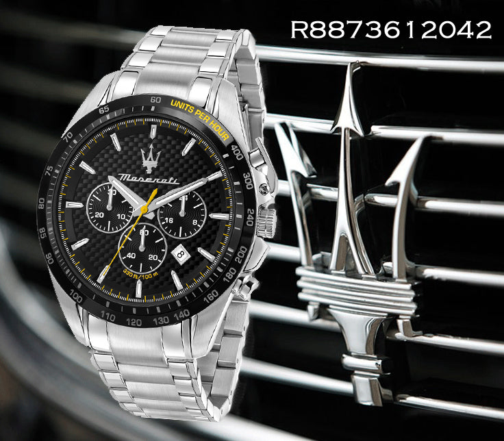 Maserati Traguardo Black Dial Silver Chronograph with Tachymeter Watch For Men - R8873612042 Buy Now By Maserati