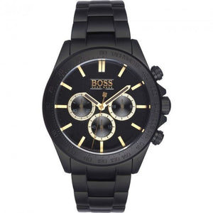 Hugo Boss Ikon Chronograph Black Dial Black Steel Strap Watch for Men - 1513278
