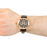 Hugo Boss Ikon Chronograph Black Dial Black Leather Strap Watch for Men - 1513179