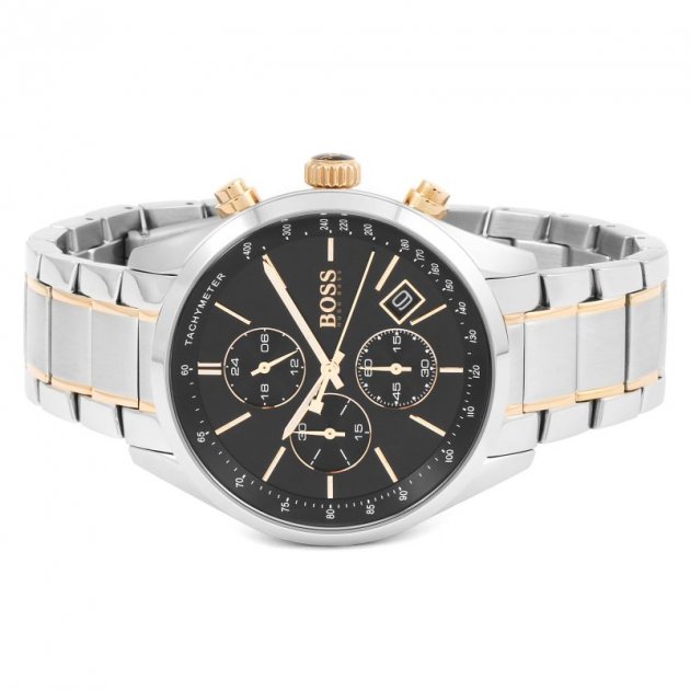 Shop Hugo Boss Grand Prix Black Dial Two Tone Steel Strap Watch for Men - 1513473 in USA