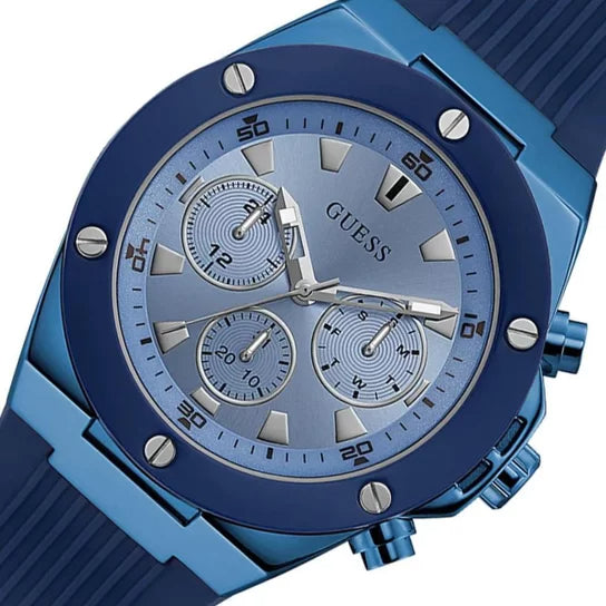 Shop Guess Poseidon Blue Dial Blue Rubber Strap Watch for Men - GW0057G3 in USA