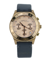 Shop Marc Jacobs Blade Chronograph Rose Gold Dial Black Leather Strap Watch for Women - MBM1188 in USA