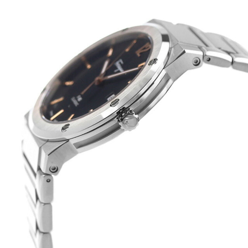 Shop Salvatore Ferragamo F-80 Classic Black Dial Silver Steel Strap Watch for Men - SFDT02423 in USA