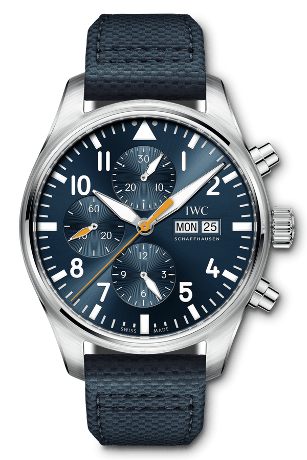 Shop IWC Pilot's Automatic Chronograph 43mm Blue Dial Blue Calfskin Strap Watch for Men - IW377729 in USA