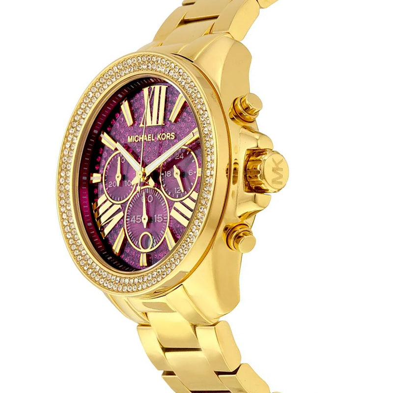 Michael Kors Wren Purple Dial Gold Steel Strap Watch for Women - MK6290 Buy Now By Michael Kors