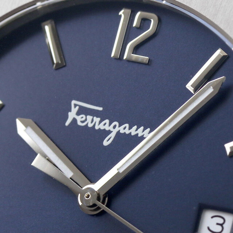 Shop Salvatore Ferragamo F-80 Classic Blue Dial Silver Steel Strap Watch for Men - SFDT01320 in USA