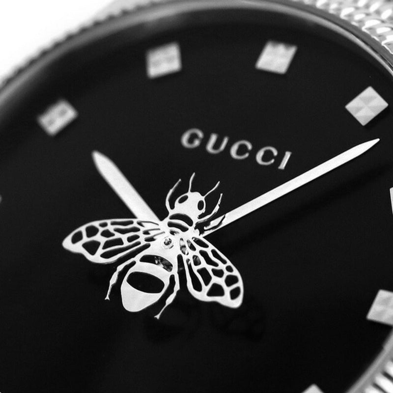 Gucci G Timeless Quartz Black Dial Silver Steel Strap Watch For Women - YA1265020 Buy Now By Gucci