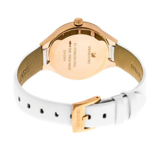 Shop Swarovski Lovely Crystals Mother of Pearl Dial White Leather Strap Watch for Women - 5242904 in USA