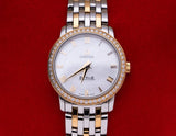 Shop Omega De Ville Prestige Quartz Diamonds Mother of Pearl Dial Two Tone Steel Strap Watch for Women - 424.25.27.60.55.001 in USA