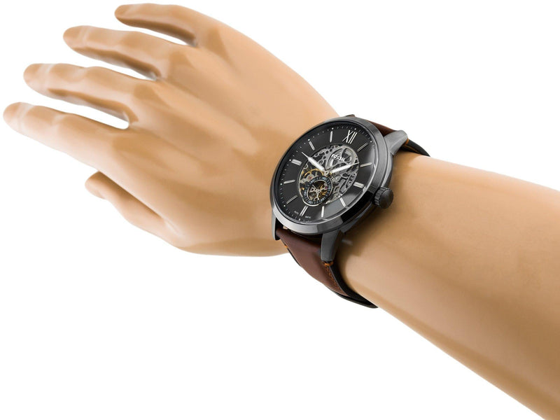 Fossil Townsman Automatic Skeleton Black Dial Brown Leather Strap Watch for Men - ME3181 Buy Now By Fossil