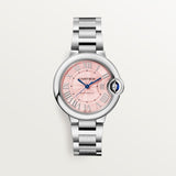 Shop Cartier Ballon Bleu de Cartier Pink Dial Silver Steel Strap Watch for Women - WSBB0046 in USA