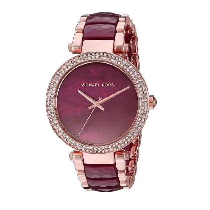 Michael Kors Parker Maroon Dial Two Tone Steel Strap Watch for Women - MK6412 Buy Now By Michael Kors