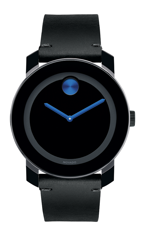 Shop Movado Bold TR90 Black Dial Black Leather Strap Watch For Men - 3600307 in USA