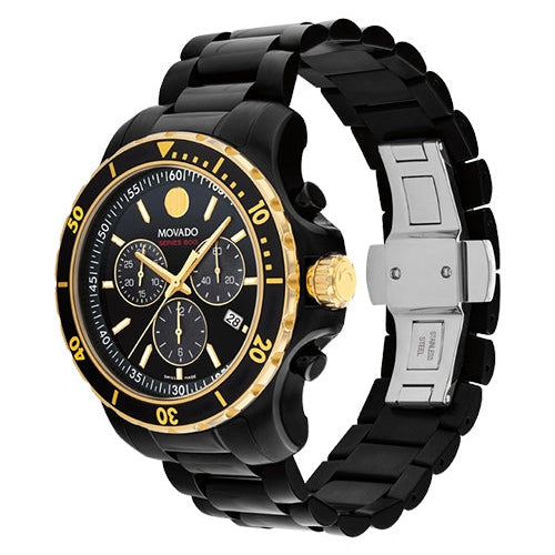 Movado Series 800 Chronograph Black Dial Black Steel Strap Watch For Men - 2600180 Buy Now By Movado