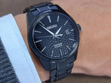 Shop Seiko Presage Sharp Edged Series Black Dial Black Steel Strap Watch For Men - SPB229J1 in USA