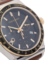 Shop Salvatore Ferragamo 1927 Chrono Analog Black Dial Brown Leather Strap Watch for Men - SFKZ00323 in USA