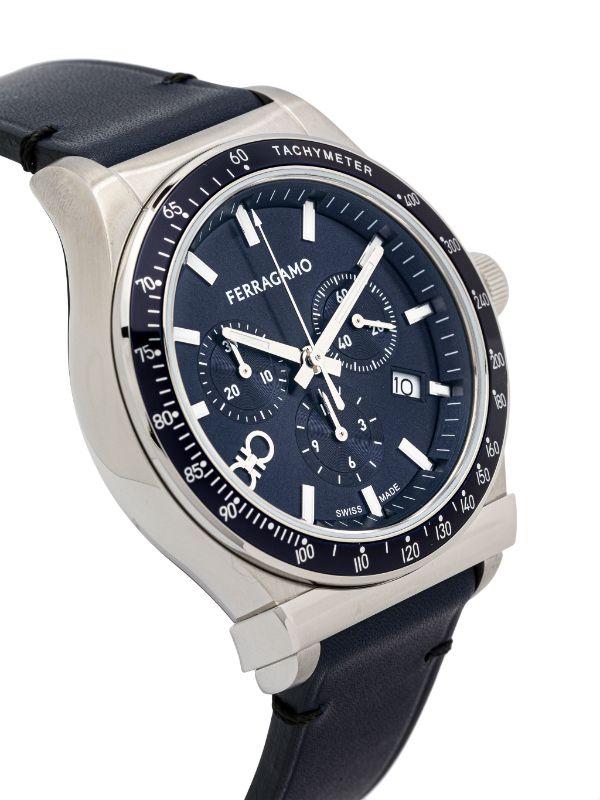Shop Salvatore Ferragamo 1927 Chrono Analog Blue Dial Blue Leather Strap Watch for Men - SFKZ00223 in USA