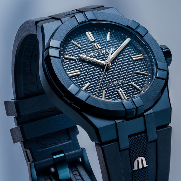 Maurice Lacroix Automatic PVD Limited Edition Blue Dial Blue Silicon Strap Watch For Men - AI6007-PVC00-430-4 Buy Now By Maurice Lacroix