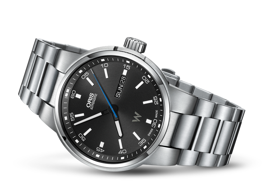 Oris Williams Day Date Black Dial Silver Steel Strap Watch for Men - 0173577404154-0782450S