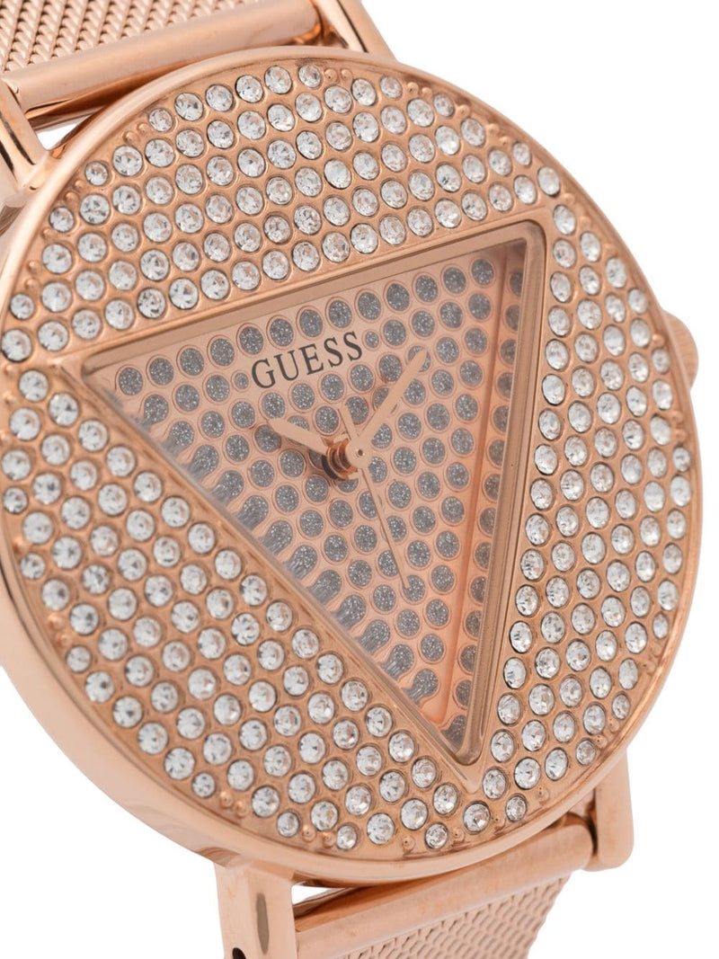 Guess Iconic Diamonds Rose Gold Dial Rose Gold Mesh Bracelet Watch For Women - GW0477L3 Buy Now By Guess
