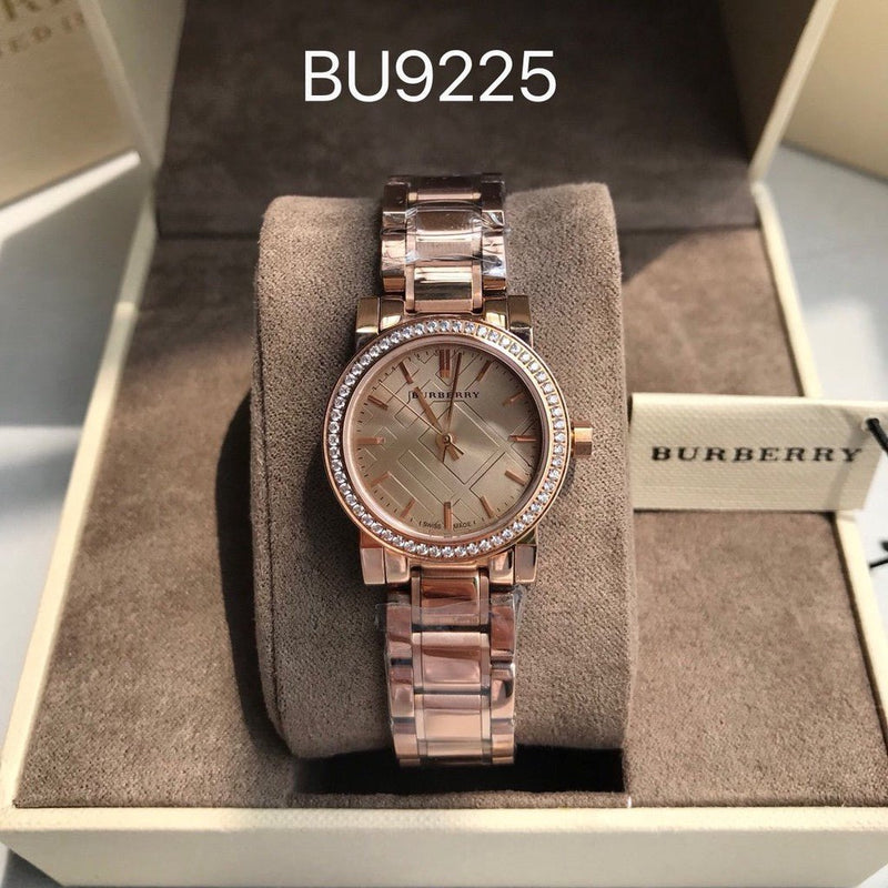 Burberry The City Diamonds Rose Dial Rose Gold Steel Strap Watch for Women - BU9225 Buy Now By Burberry