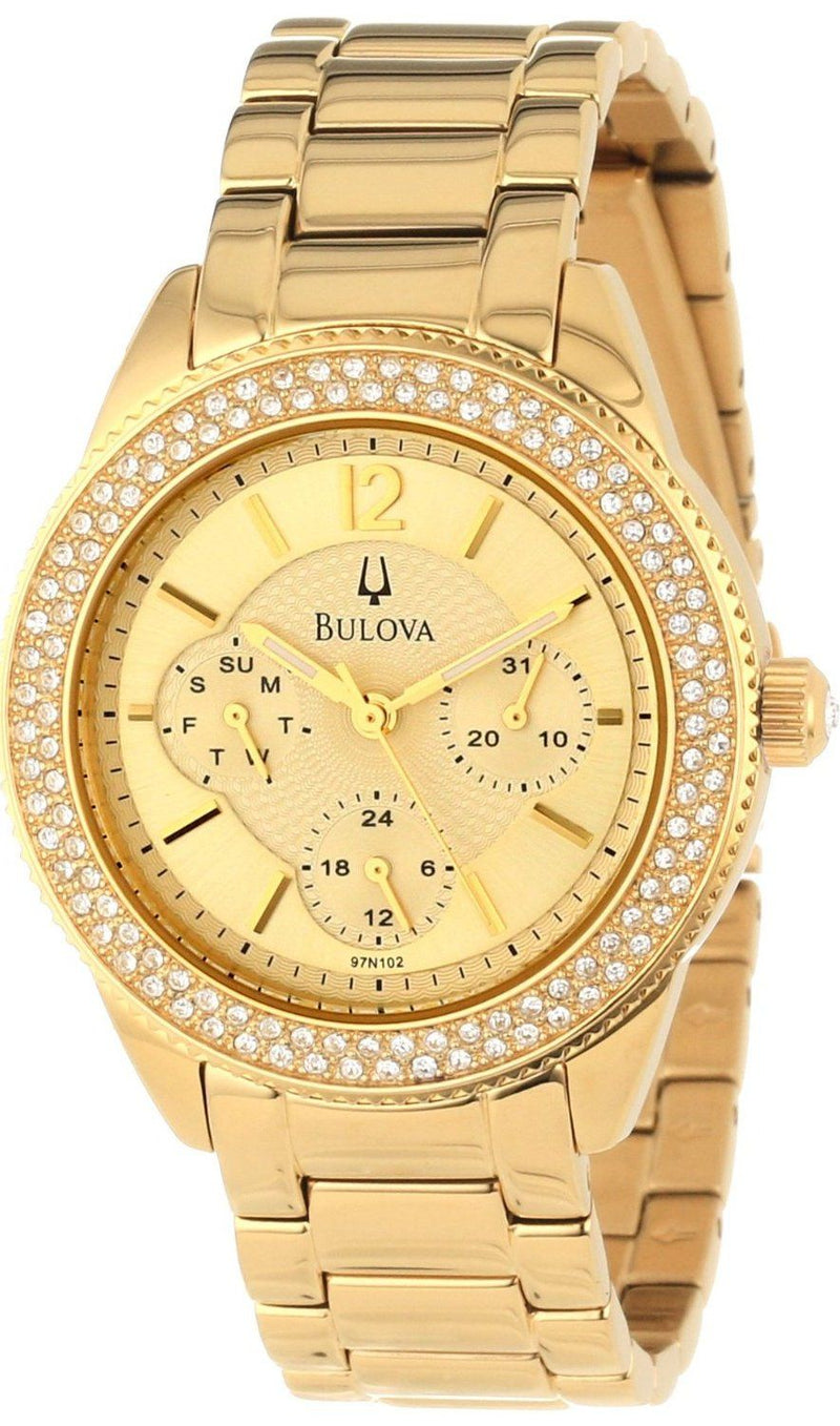 Bulova Multi Function Gold Dial Gold Steel Strap Watch for Women - 97N102 Buy Now By Bulova