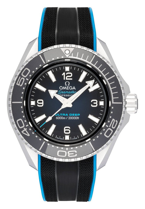 Shop Omega Planet Ocean 6000M Co Axial Master Chronometer 45.5mm Blue Dial Black Rubber Strap Watch for Men - 21532462103001 in USA