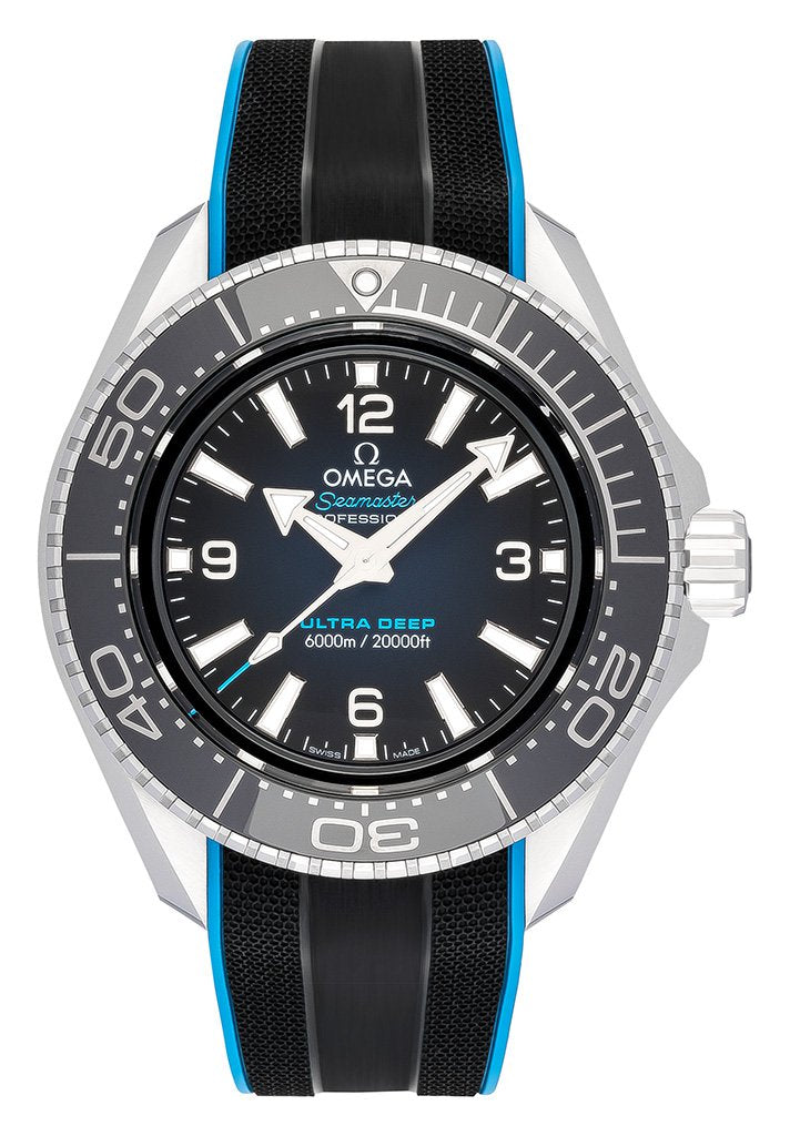 Shop Omega Planet Ocean 6000M Co Axial Master Chronometer 45.5mm Blue Dial Black Rubber Strap Watch for Men - 21532462103001 in USA