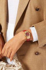 Versace V-Motif Red Dial Red Leather Strap Watch for Women - VERE00418 Buy Now By Versace