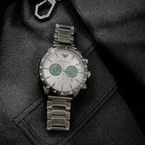Emporio Armani Mario Chronograph White Dial Black Steel Strap Watch For Men - AR11471 Buy Now By Emporio Armani