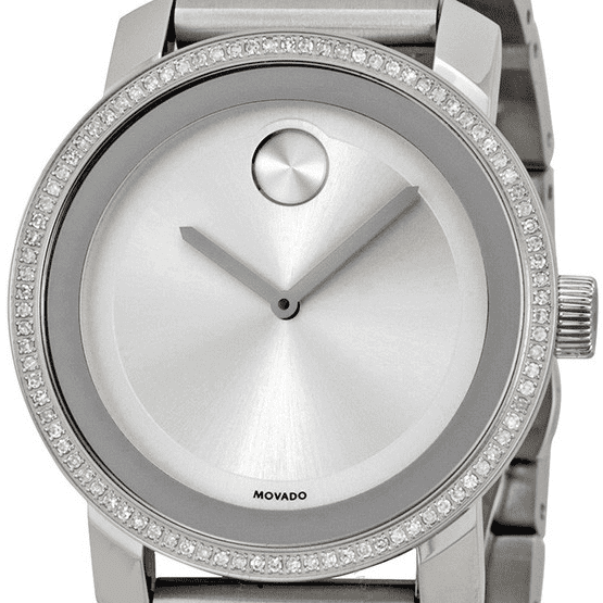 Shop Movado Bold Diamonds Silver Dial Silver Steel Strap Watch for Women - 3600149 in USA