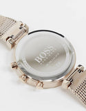 Hugo Boss Flawless Chronograph Silver Dial Gold Mesh Bracelet Watch for Women - 1502553