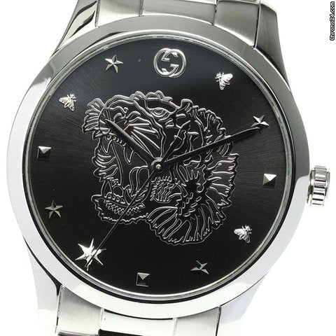 Gucci G Timeless Diamonds Black Dial Silver Steel Strap Watch For Women - YA1264125 Buy Now By Gucci