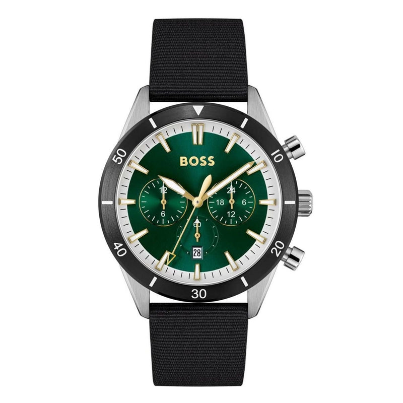 Hugo Boss Santiago Green Dial Black Nylon Strap Watch for Men - 1513936 Buy Now By Hugo Boss