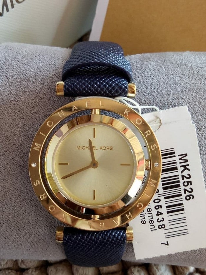 Michael Kors Averi Gold Dial Navy Blue Leather Strap Watch for Women - MK2526 Buy Now By Michael Kors