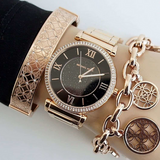 Michael Kors Catlin Black Diamonds Dial Rose Gold Steel Strap Watch for Women - MK3356 Buy Now By Michael Kors