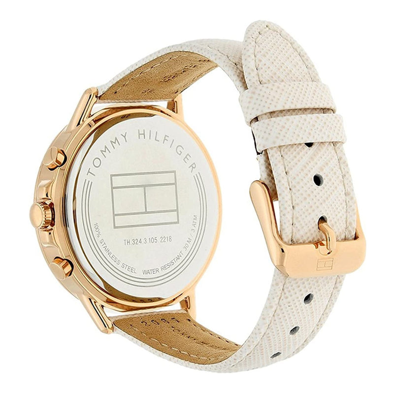 Shop Tommy Hilfiger Carly Cream Dial Cream Leather Strap Watch for Women -1781789 in USA