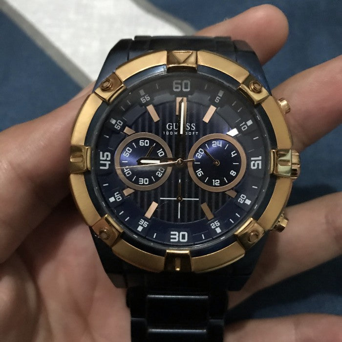 Shop Guess Jolt Analog Blue Dial Blue Steel Strap Watch for Men - W0377G4 in USA