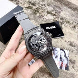 Guess Legacy Grey Dial Grey Silicone Strap Watch For Men - W1048G1 Buy Now By Guess