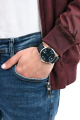 Emporio Armani Renato Analog Blue Dial Black Leather Strap Watch For Men - AR2506 Buy Now By Emporio Armani