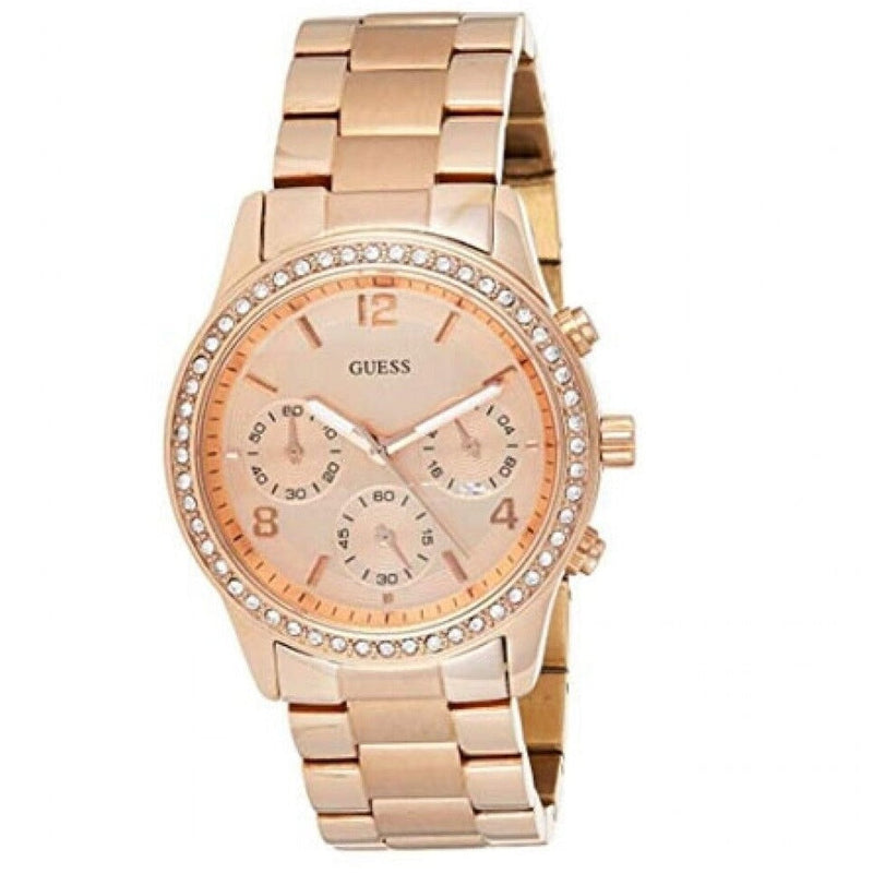 Guess Mini Spectrum Quartz Rose Gold Dial Rose Gold Steel Strap Watch For Women - W0122L3 Buy Now By Guess