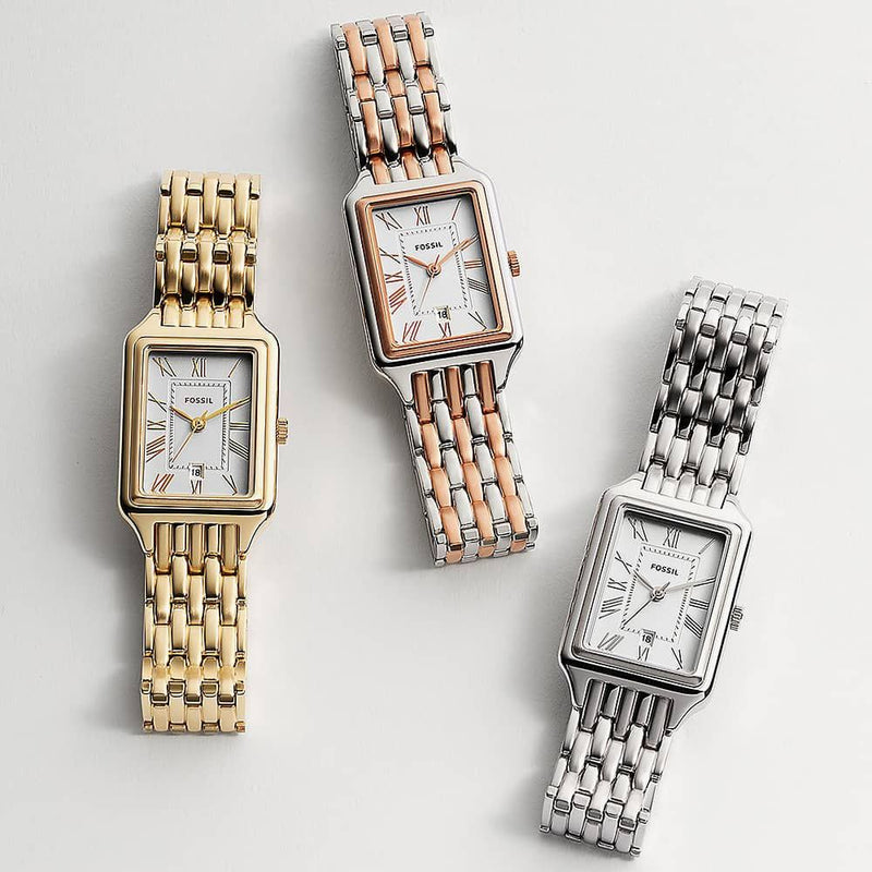 Fossil Raquel Three Hand Date White Dial Gold Steel Strap Watch For Women - ES5220 Buy Now By Fossil