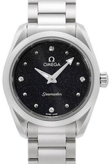 Shop Omega Seamaster Aqua Terra Quartz Diamond Black Dial Silver Steel Strap Watch for Women - 220.10.28.60.51.001 in USA