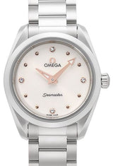 Shop Omega Seamaster Aqua Terra Quartz Diamond Silver Dial Silver Steel Strap Watch for Women - 220.10.28.60.54.001 in USA
