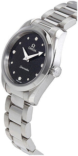 Shop Omega Seamaster Aqua Terra Quartz Diamond Black Dial Silver Steel Strap Watch for Women - 220.10.28.60.51.001 in USA