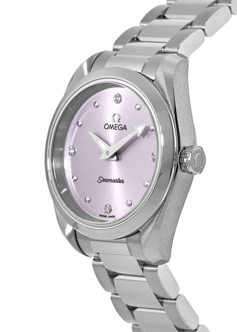 Shop Omega Seamaster Aqua Terra Quartz Purple Dial Silver Steel Strap Watch for Women - 220.10.28.60.60.001 in USA